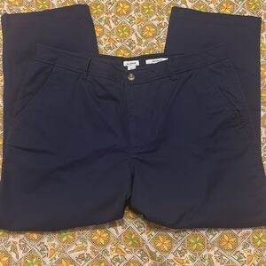 LL Bean Favorite Fit Chino Pants Womens 14 Navy Blue Crop Stretch Cotton 503734